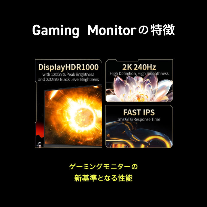 Team GRAPHT Gaming Monitor   27インチ WQHD(2560×1440)  ゲーミングモニター / HDMI×2 /Fast IPS / 240Hz  / 1ms / Free Sync対応 液晶モニター  液晶ディスプレイ