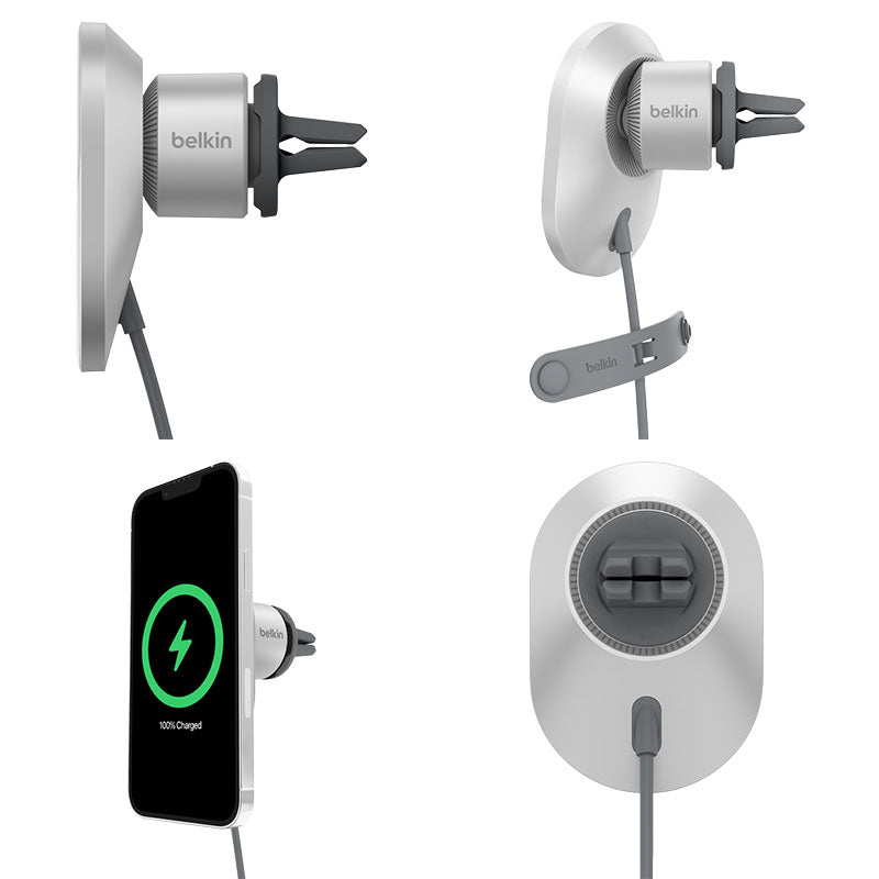 BELKIN MagSafe認証 ワイヤレス車載充電器 最大15W エアコン吹き出し口用 USB-Cケーブル (1.2m) 付属