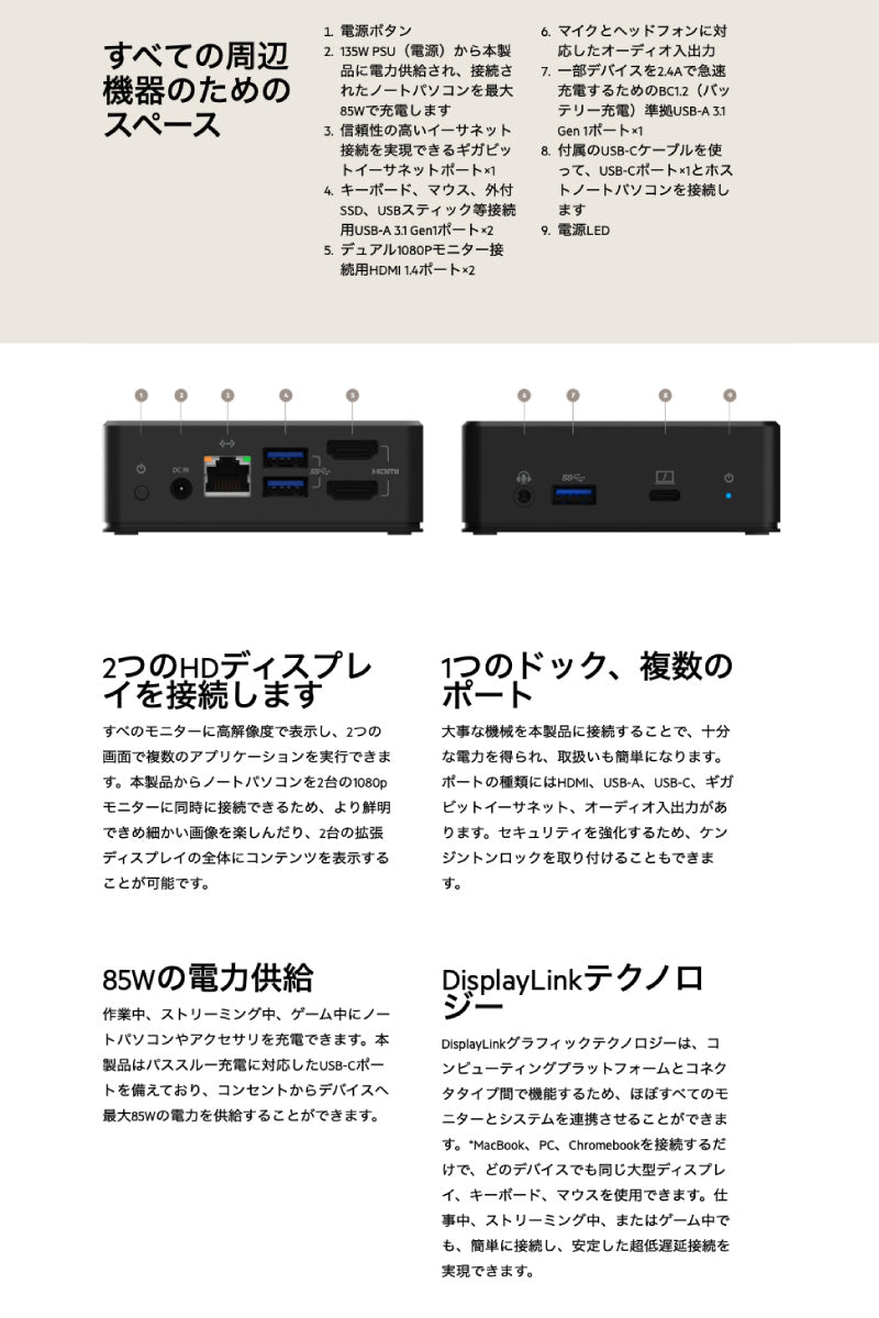 BELKIN USB Type-C デュアルディスプレイ ドッキングステーション PD対応
