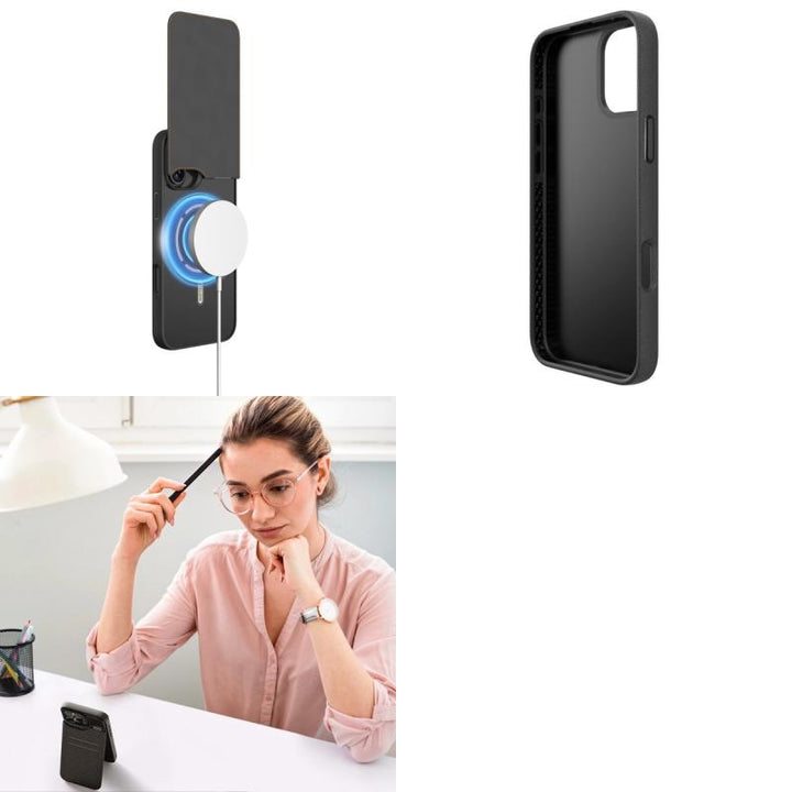 RAPTIC iPhone 16 シリーズ Slim Magsafe Card Wallet Kickstand カードケース&スタンド付き耐衝撃ケース Black スマホケース  スマホカバー 携帯ケース アイフォン