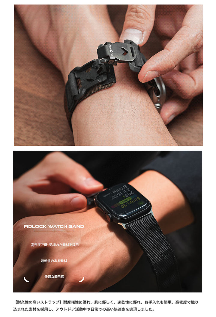 bitplay Apple Watch 49 / 46 / 45 / 44mm Fidlockウォッチバンド シルバーバックル (ダークブラック / グレー)