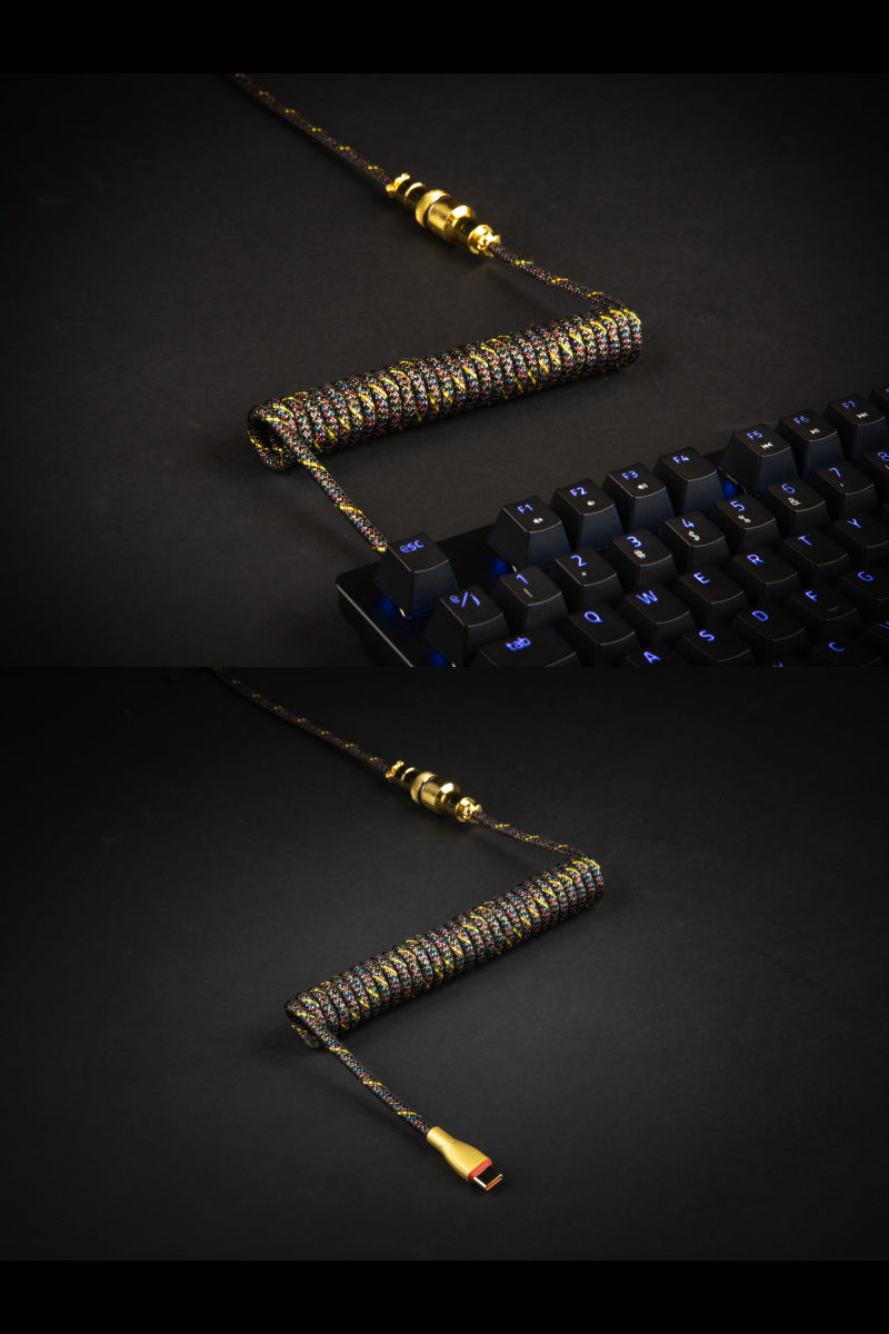 Team GRAPHT PP / PE二層編組 カスタムコイルケーブル USB Type-C - USB A アビエーションコネクタ仕様 最大3.35m パイソン