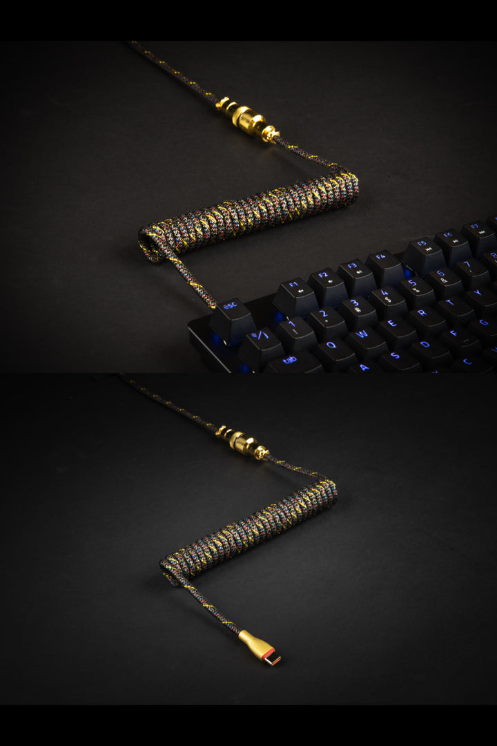 Team GRAPHT PP / PE二層編組 カスタムコイルケーブル USB Type-C - USB A アビエーションコネクタ仕様 最大3.35m パイソン