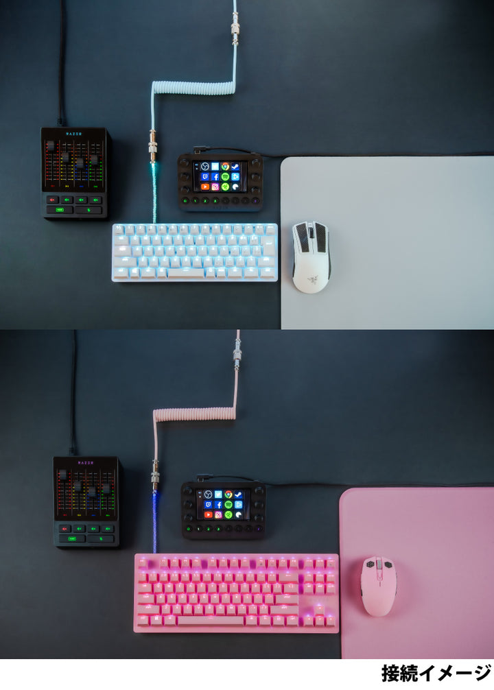 Team GRAPHT ライティング ナイロン編組 コイルケーブル USB Type-C - USB A アビエーションコネクタ仕様 最大3.52m