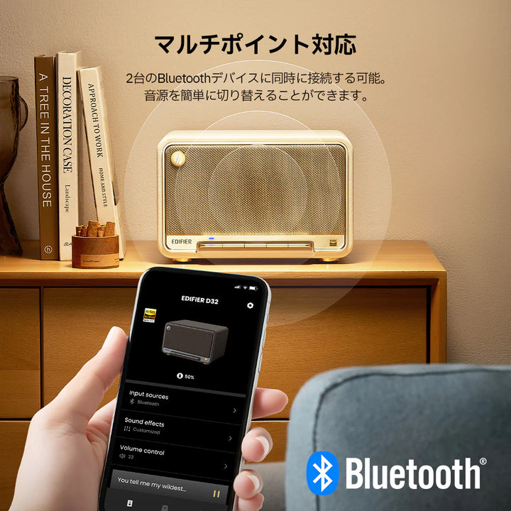 Edifier D32 Bluetooth 5.3 テーブルトップワイヤレススピーカー 60W AirPlay 2 / 24bit/96kHzハイレゾ Wi-Fi / Bluetooth 対応