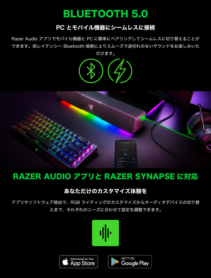 Razer Leviathan V2 X USB / Bluetooth 5.0 ワイヤレス 両対応 PD対応 ゲーミングサウンドバー