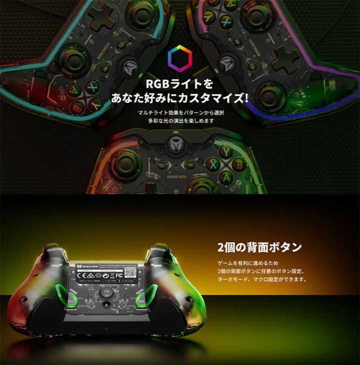 BIGBIG WON RAINBOW S / RAINBOW Lite有線ゲームコントローラー Nintendo Switch / Windows対応 スケルトンデザイン