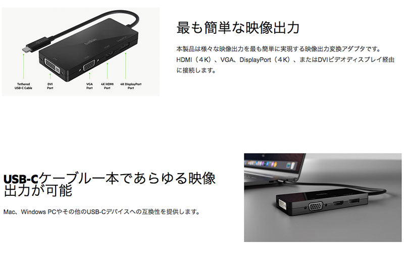 BELKIN USB-C to 映像変換アダプタ (HDMI、DisplayPort、VGA、DVI)