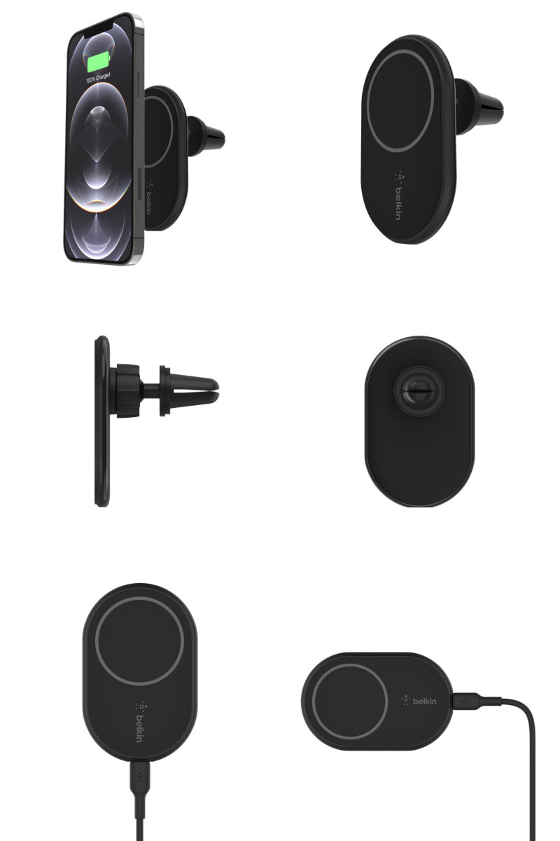 BELKIN BoostCharge MagSafe吸着対応 最大10W 磁気ワイヤレス車載充電器 WIC004btBK-NC