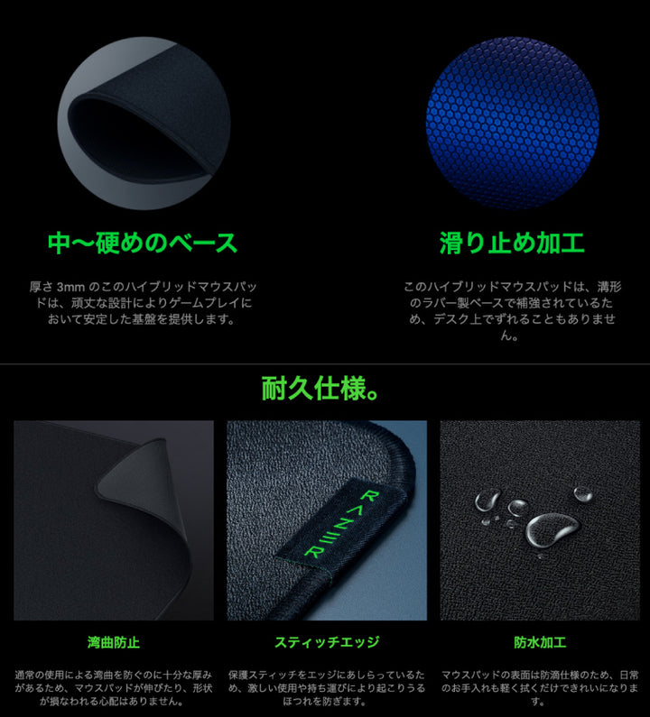 Razer Strider XXL ソフト/ハード ハイブリッド ゲーミングマウスパッド ブラック