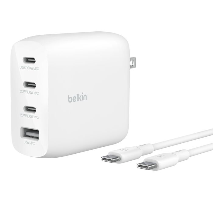BELKIN BoostCharge Pro 4ポートGaN充電器112W + USB-Cケーブル付き 2.0m