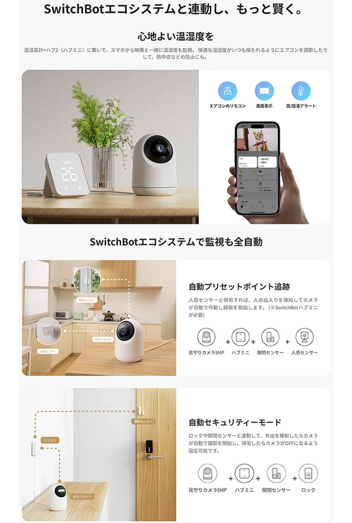 SwitchBot 見守りカメラPlus 5MP 屋内カメラ スマートホーム