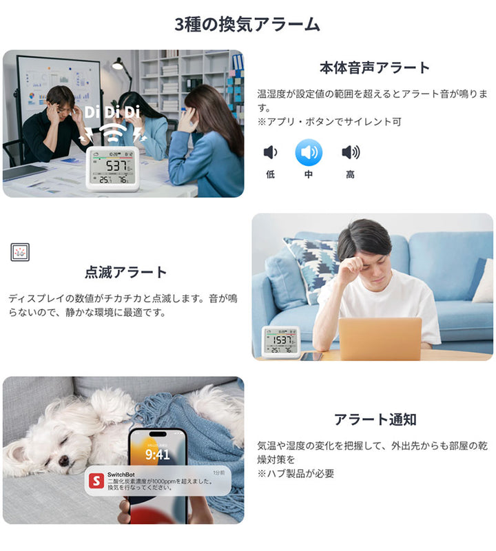 SwitchBot CO2センサー 温湿度計 デジタル 二酸化炭素計 スタンド 天気予報 時計 卓上 スマートハウス IoT