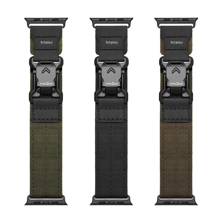 bitplay Apple Watch 49 / 46 / 45 / 44mm Fidlockウォッチバンド  ブラックバックル  (ダークブラック / アーミーグリーン / サンド)