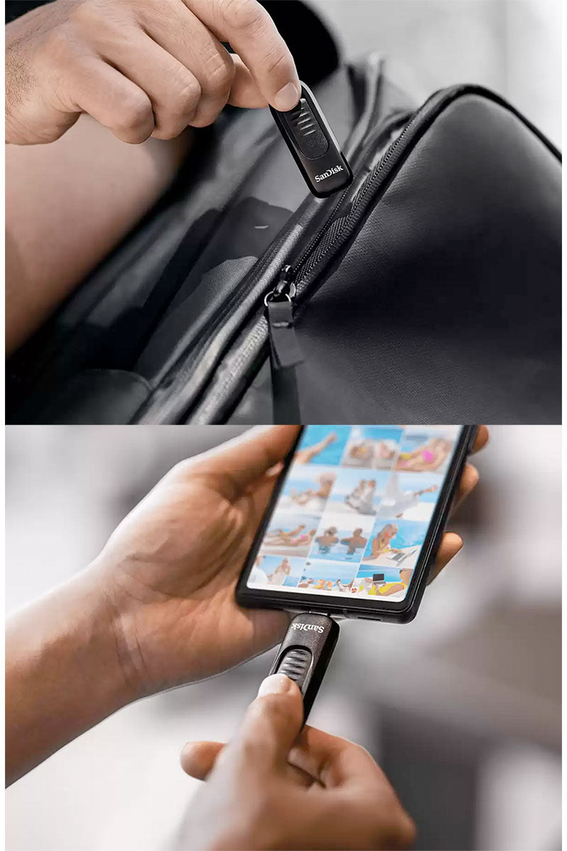 SanDisk Ultra Slider USB Type-C フラッシュドライブ USB 3.2 Gen 1 格納式コネクタ