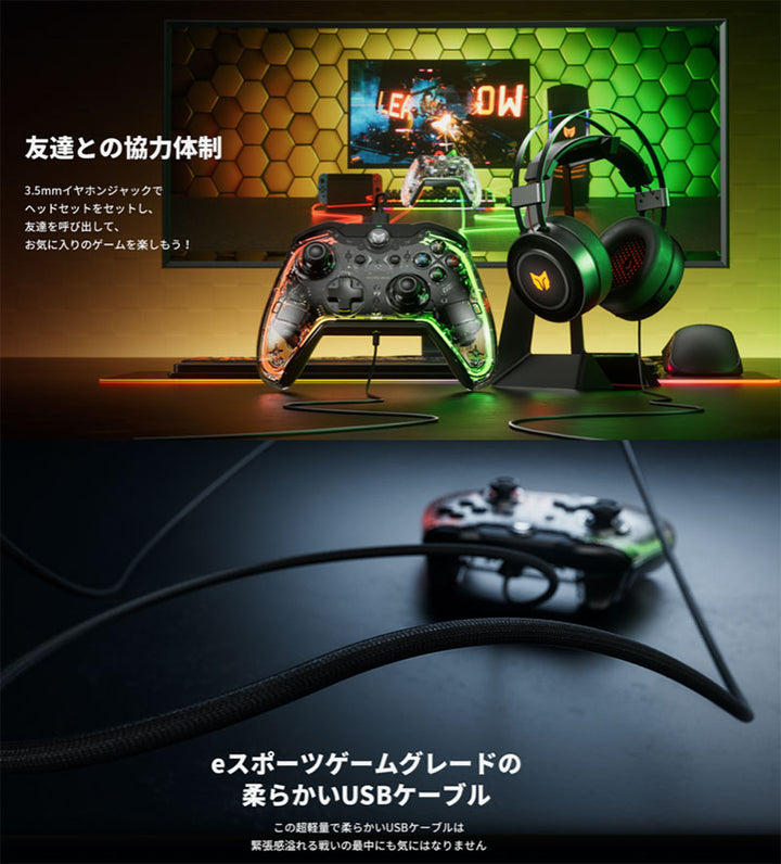 BIGBIG WON RAINBOW S / RAINBOW Lite有線ゲームコントローラー Nintendo Switch / Windows対応 スケルトンデザイン
