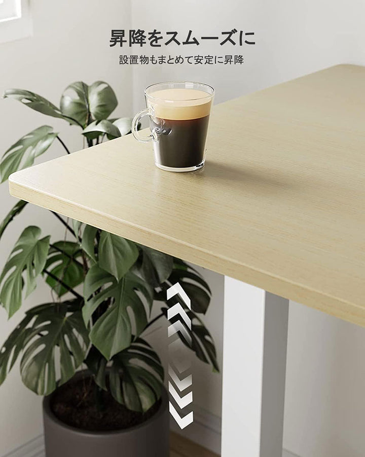 ErGear 電動昇降式 スタンディングデスク 幅120 x 奥行き60 x 高さ72-118cm ナチュラル木目調(天板) / 白(足)