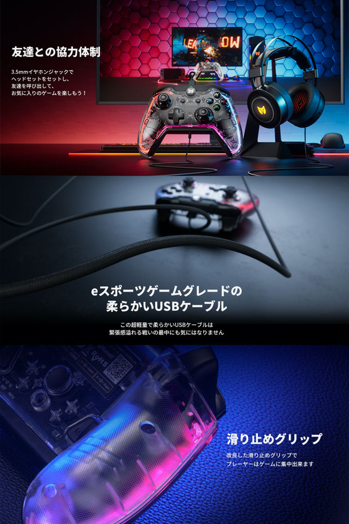 BIGBIG WON RAINBOW S / RAINBOW Lite有線ゲームコントローラー Nintendo Switch / Windows対応 スケルトンデザイン