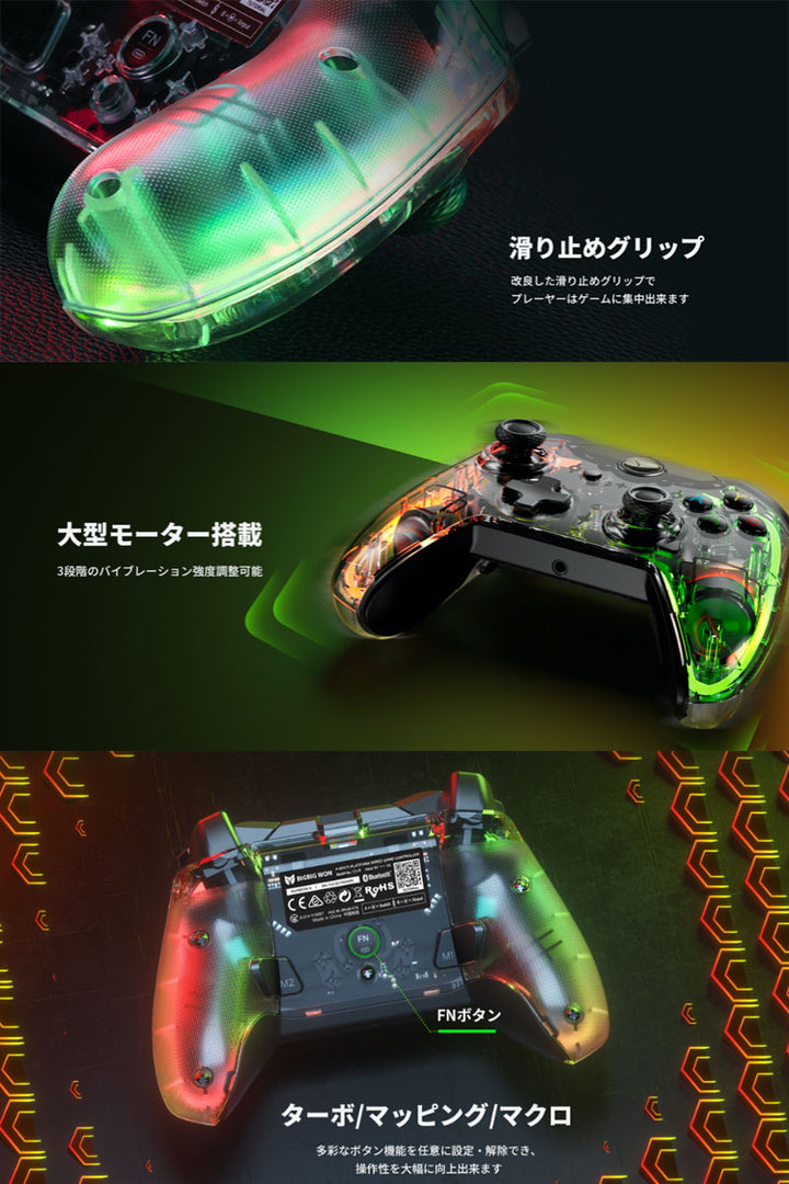 BIGBIG WON RAINBOW S / RAINBOW Lite有線ゲームコントローラー Nintendo Switch / Windows対応 スケルトンデザイン