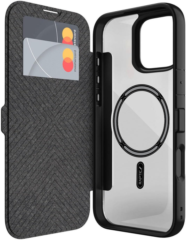 RAPTIC iPhone 16 シリーズ Urban Folio 手帳型ハイブリッドケース Black スマホケース  スマホカバー 携帯ケース