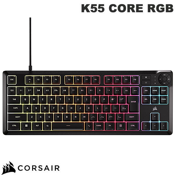 Corsair K55 CORE RGB 日本語配列(かな無し) 有線 テンキーレス 防滴 メンブレン ゲーミングキーボード ブラック