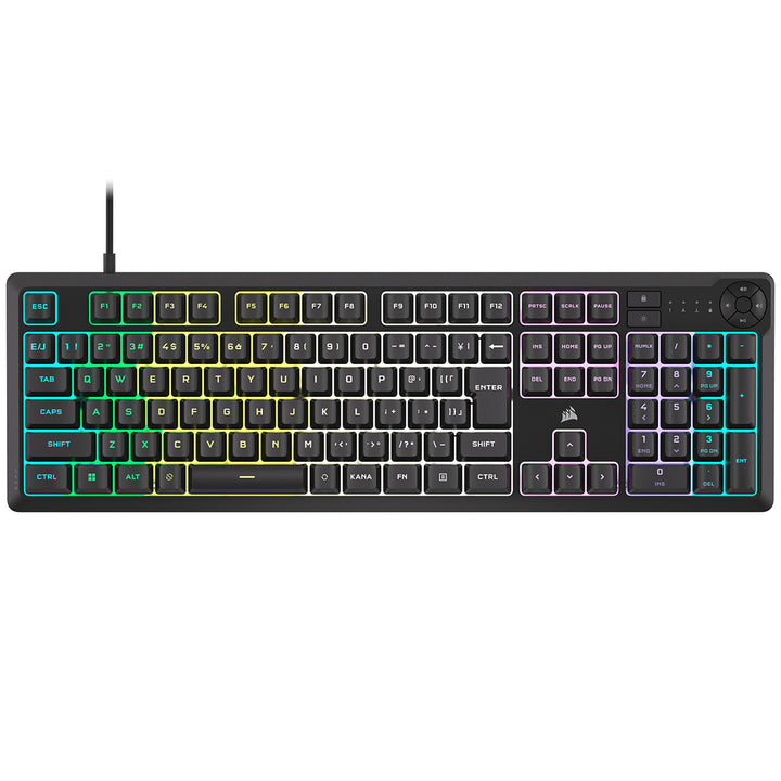 Corsair K55 CORE RGB 日本語配列(かな無し) 有線 フルサイズ 防滴 メンブレン ゲーミングキーボード ブラック