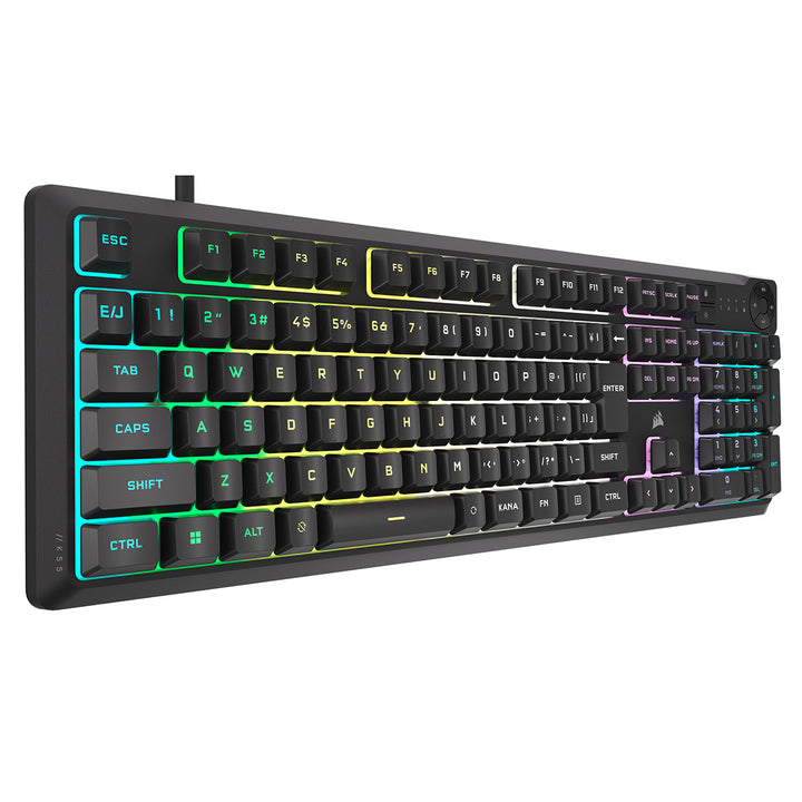 Corsair K55 CORE RGB 日本語配列(かな無し) 有線 フルサイズ 防滴 メンブレン ゲーミングキーボード ブラック