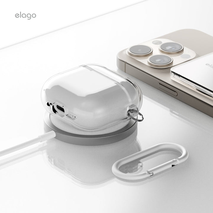 elago AirPods 4 CLEAR HANG CASE カラビナ付き クリアケース Transparent