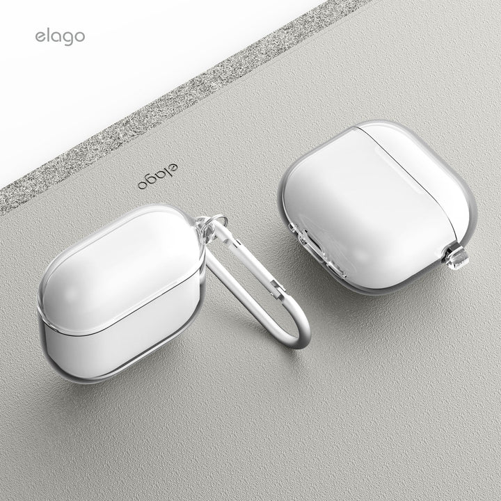 elago AirPods 4 CLEAR HANG CASE カラビナ付き クリアケース Transparent