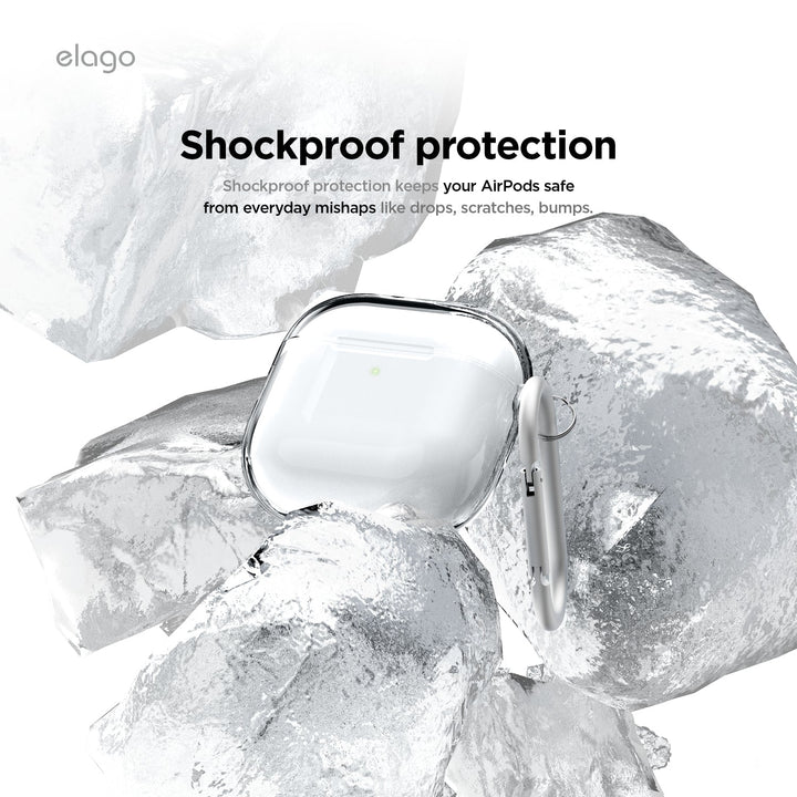 elago AirPods 4 CLEAR HANG CASE カラビナ付き クリアケース Transparent