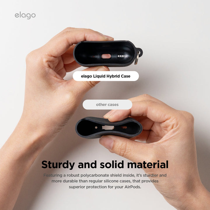 elago AirPods 4 LIQUID HYBRID HANG カラビナ付き シリコンケース