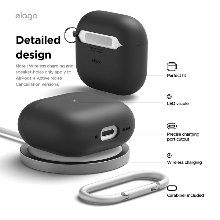 elago AirPods 4 LIQUID HYBRID HANG カラビナ付き シリコンケース