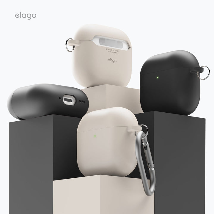 elago AirPods 4 LIQUID HYBRID HANG カラビナ付き シリコンケース