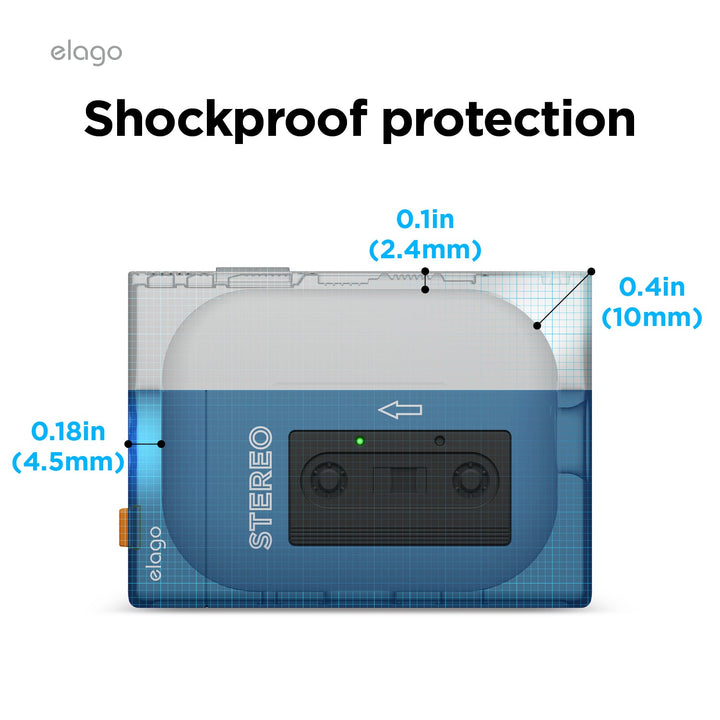 elago AirPods Pro 第2世代 CASSETTE PLAYER CASE カセットプレーヤー風 ストラップ付きケース Blue