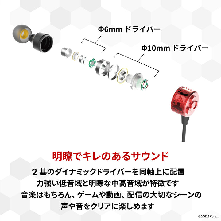Team GRAPHT THE STANDARD 有線イヤホン ドズル社 Edition 1.2m