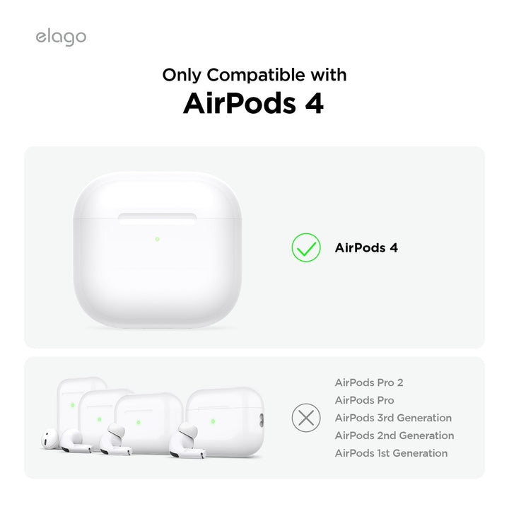 elago AirPods 4 CASETTE TAPE HANG CASE カラビナ付き シリコンケース Classic White Red