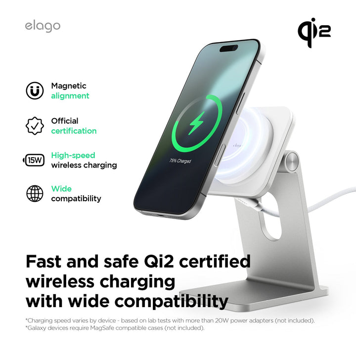 elago Wireless Charging Aluminium Stand for SMART PHONE 最大出力約15W スマートフォン用スタンド ワイヤレス充電器