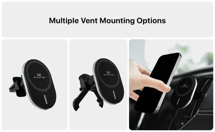 GHOSTEK NRG Mount カーマウント2 MagSafe対応 15W ワイヤレス充電器 車載用