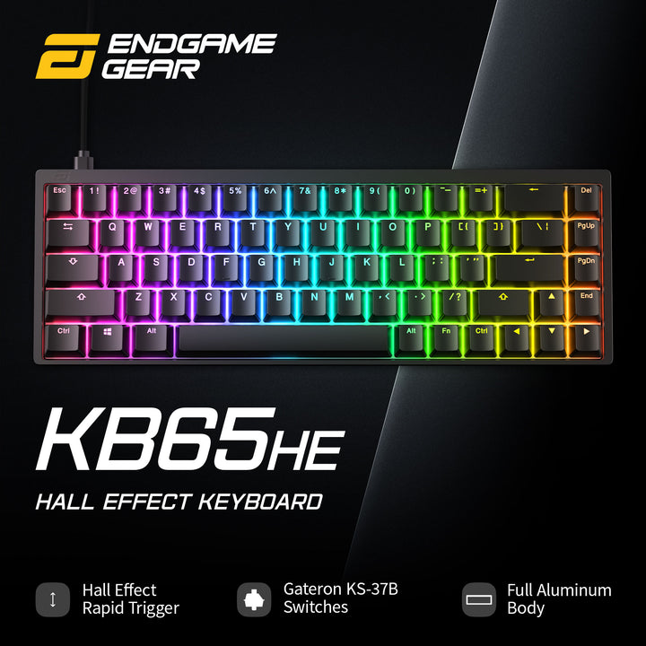ENDGAME GEAR KB65HE 英語配列 有線 Hall Effect Gateron RGB ラピッドトリガー対応 68キー ブラック ゲーミングキーボード