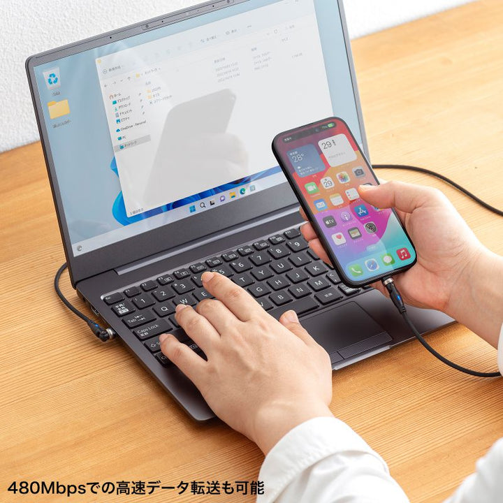 SANWA USB-C 充電ケーブル PD100W 急速充電対応 両端回転コネクタ USB2.0 Type-C ケーブル Nintendo Switch  iPhone iPad Macbook ノートパソコン 対応