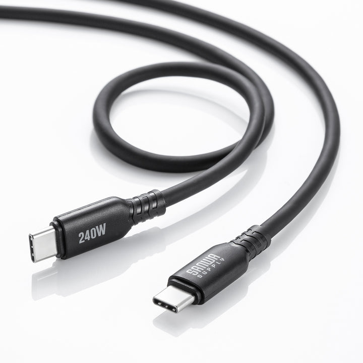 SANWA USB2.0 Type-C シリコンケーブル 充電ケーブル PD240W 通信ケーブル