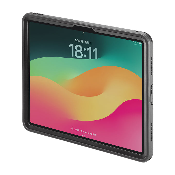 SANWA 13インチ iPad Pro M4 耐衝撃防水ケース ストラップ付き