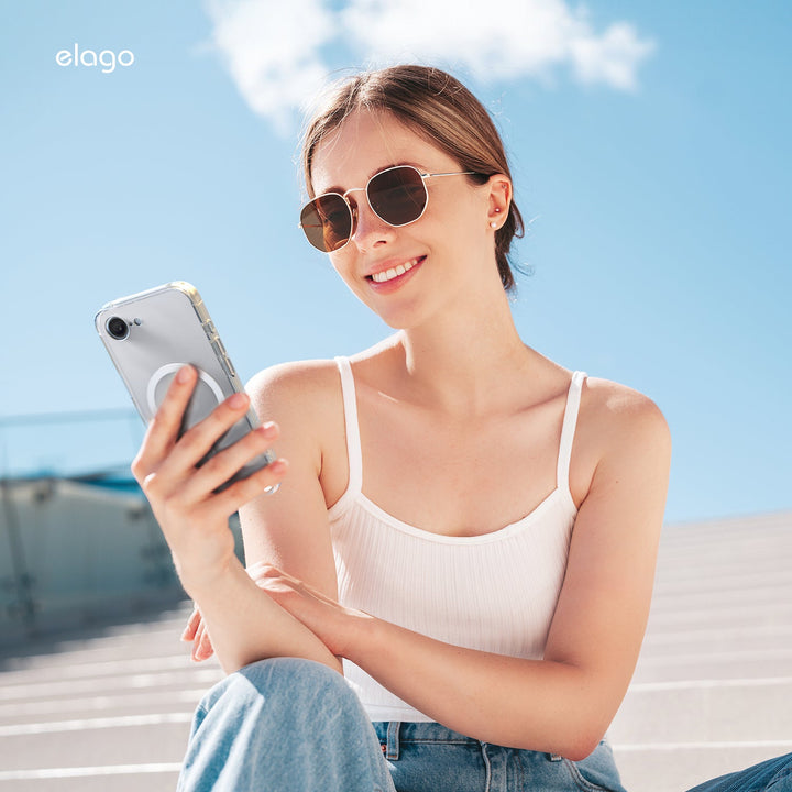 elago iPhone 16e 2025年モデル MAGNETIC HYBRID CASE マグネット搭載 耐衝撃ケース Clear スマホケース アイフォン