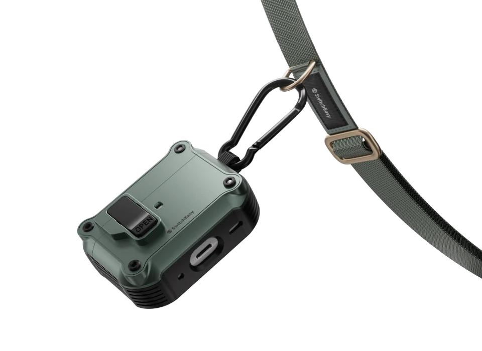 SwitchEasy AirPods 4 Rugged Shield カラビナ付き 耐衝撃ケース