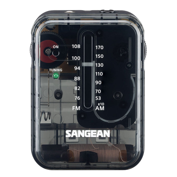 Sangean SR-32 AM / FM ポータブルポケットラジオ イヤホン付き 乾電池駆動 クリアブラック