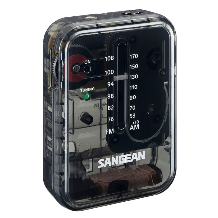 Sangean SR-32 AM / FM ポータブルポケットラジオ イヤホン付き 乾電池駆動 クリアブラック