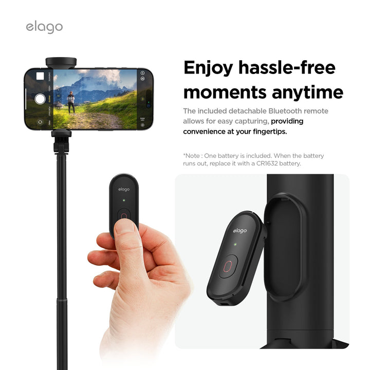 elago SELFIE STICK TRIPOD PRO for SMART PHONE 三脚内蔵セルフィースティック トライポッド Black スタンド 自撮り棒 リモコンシャッター機能付き ミニ三脚 セルカ棒 スマホ三脚 iPhone Android 対応