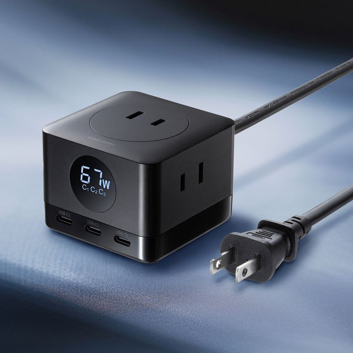 SANWA 電源タップ USB Type-C AC 3個口×2 PD対応 GaN PD67W 2m ブラック