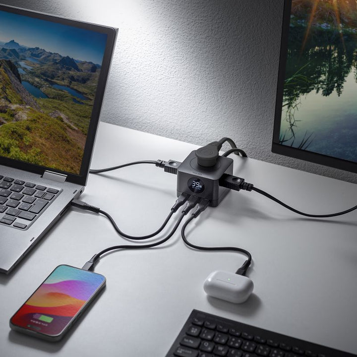 SANWA 電源タップ USB Type-C AC 3個口×2 PD対応 GaN PD67W 2m ブラック