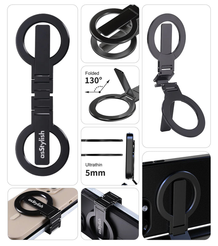 asStylish Twins Carry Stand 2台の端末を連結 手帳型 スマホスタンド スマートフォンキャリースタンド